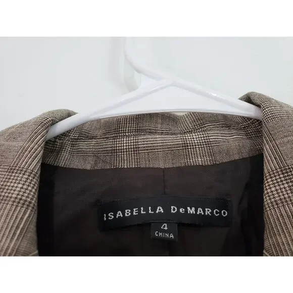 (S5) VTG Isabella De Marco Blazer Womens Size 4 Plaid Stretch Office Siren - Picture 3 of 7